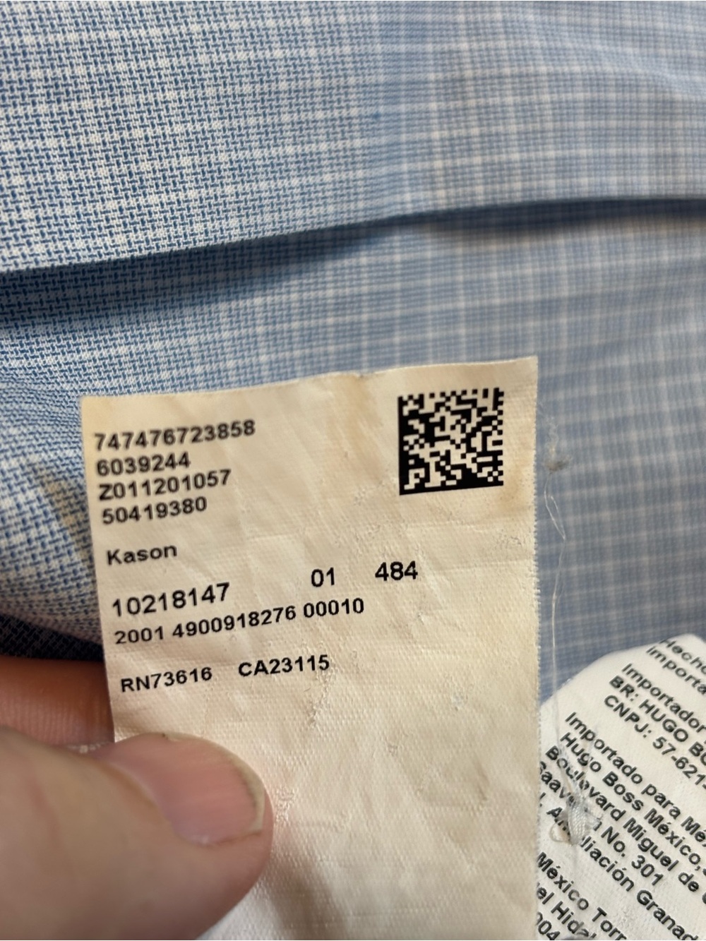 BOSS Hugo Boss Kason Slim Fit Dress Shirt Light Blue Micro Check Size 15.5 M EUC - Picture 7 of 8